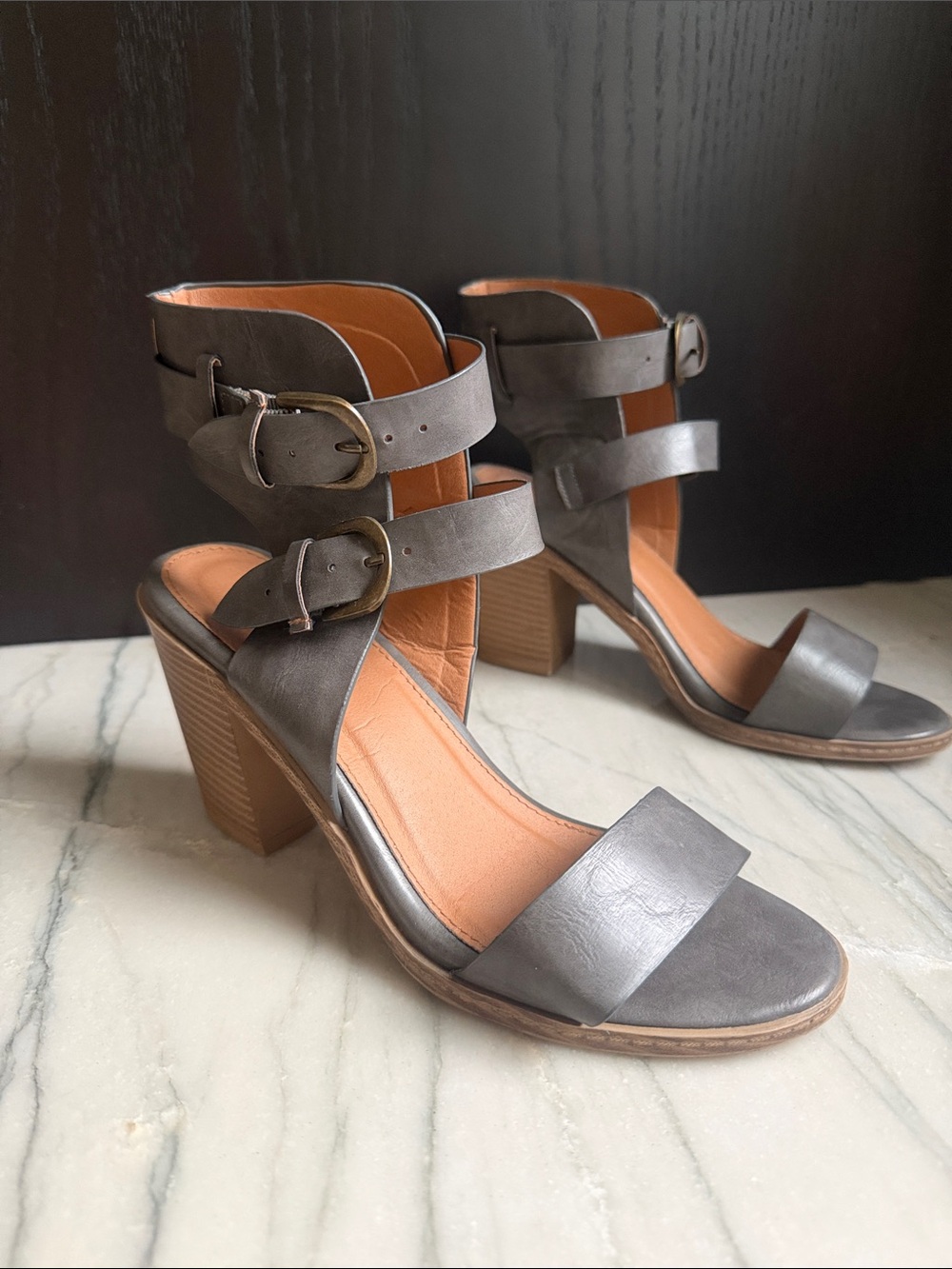 Women's Vintage 93 Grey Block Heel Sandals